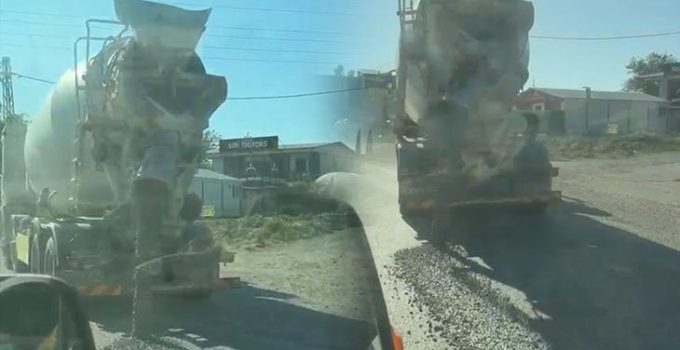 Beton mikseri yola beton dökerek ilerlemişti! Sahibine ceza yağdı
