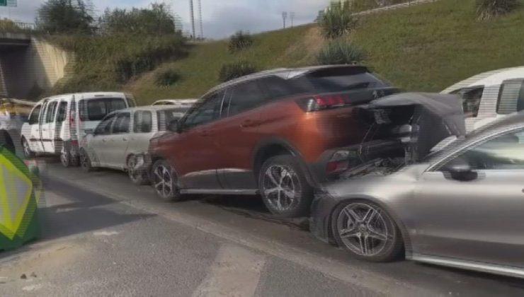 Esenler’de TEM Metris Bağlantı Yolu’nda zincirleme kaza! 6 araç birbirine girdi
