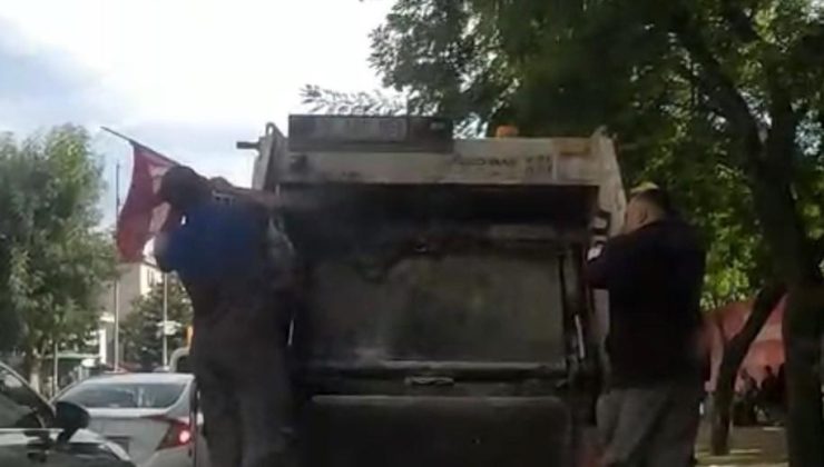 Temizlik işçileri çöp konteynerinin yanında buldular! Türk bayrağı için yaptıkları yürekleri ısıttı