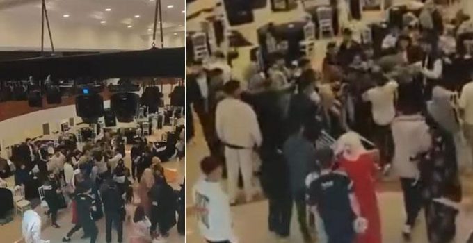 Düğün salonu boks ringine döndü! Tekme ve yumruklar havada uçuştu