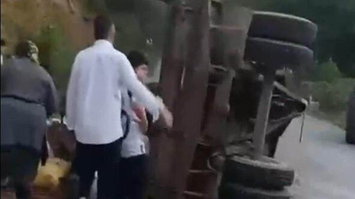 Düzce’de traktör römorku yan yattı! 11 yaralı