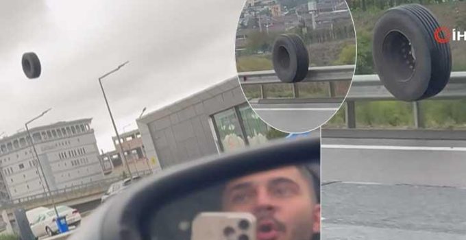 Kuzey Marmara’da TIR’dan fırlayan lastik korku saçtı