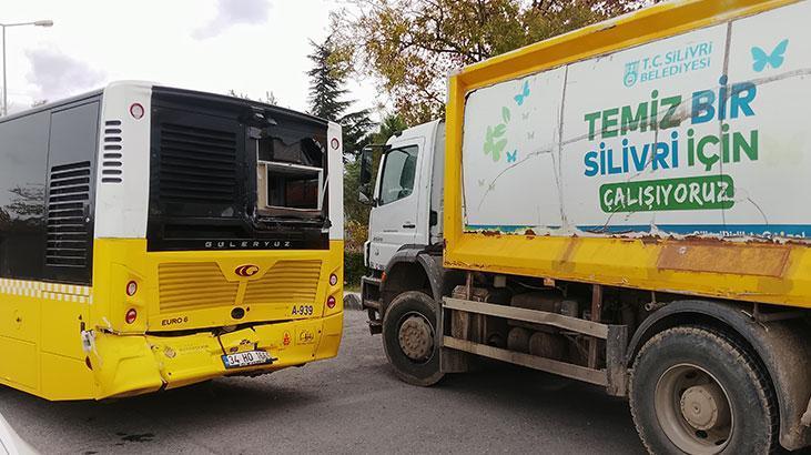 Silivri’de çöp kamyonu ile İETT otobüsü çarpıştı